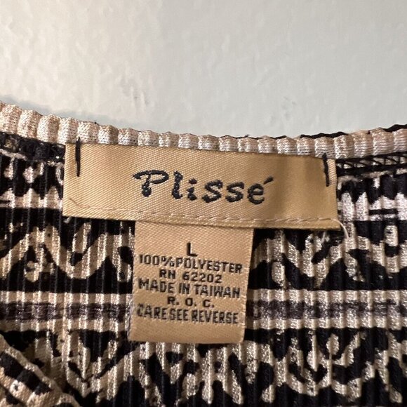 Plissé Womens Sleeveless Top Black & Beige Geometric Pattern Size L - Picture 2 of 2